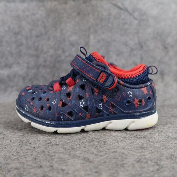 Stride Rite Shoes Baby 7 Sneaker Sandal Phibian Rubber Blue Red Water Play Kids - Picture 6 of 15